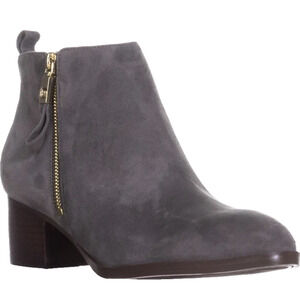 Tommy Hilfiger Women’s 5M Reiz Gray Ankle Boots Block Heel Almond Toe‎ Zip New